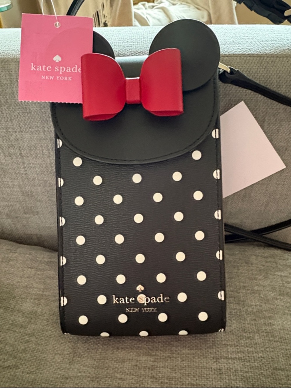 kate spade Black and White Polka Dot Crossbody Phone Bag
